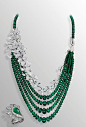 David Morris one-of-a-kind Wildflower necklace, with almost 300ct of faceted emeralds from the Maharajas and 50ct of white diamonds set in delicate flowers.: 