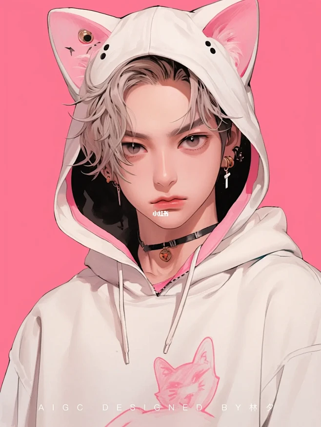 MJ头像|猫系男友，超帅的男生头像「粉色...