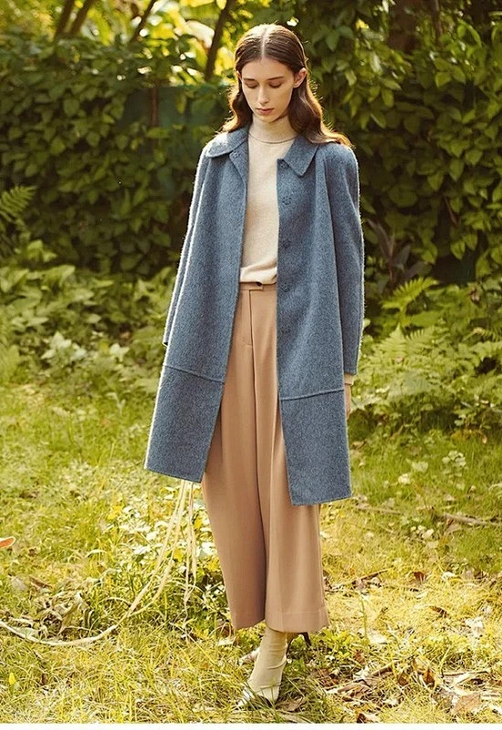 GIRDEAR哥弟女装2019冬季新款双面呢大衣-花瓣网