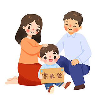 手绘开学季新学期家长会卡通素材