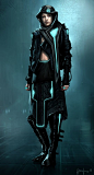 Tron Legacy Costume Study 4, Steve Jung Concept Art Gallery. Another good renegade, this time with an interesting open chest design, and a puddling effect for the light.: 
