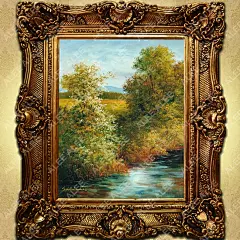 欧式风景油画有框画壁画客厅装饰画三联餐厅挂画手绘花园景/83905-tmall.com天猫