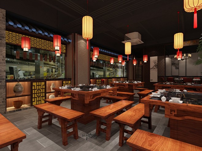 新中式火锅店-室内设计-拓者设计吧