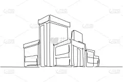 城市豪华大房子的单幅连续线条绘制.家庭建筑隔离了简约主义的概念。基于白背景的动态单行绘图图形设计矢量