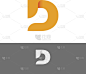 D字母抽象字母矢量图标插图