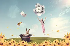 创意时钟表时间人物合成珍惜时间海报模板PSD分层设计素材PS图-淘宝网