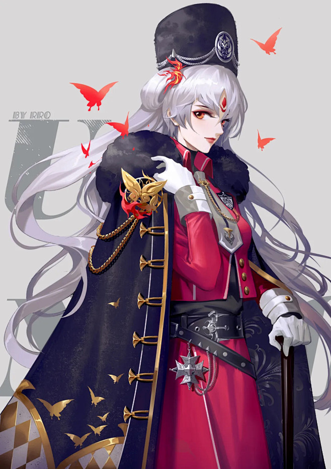 78阴阳师手游军装动漫美少女二次元同人手绘插画漫画