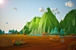 low poly landscape - NatureLowPoly低面低多边形素材抽象平面设计艺术元素背景图片模板 low poly triangles