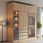 輕奢拉門衣櫃家用臥室 現代簡約小戶型趟門原木色組裝成品衣櫃