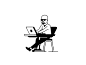 Bald chair icon vector illustrator cool freelance office glass laptop man bald