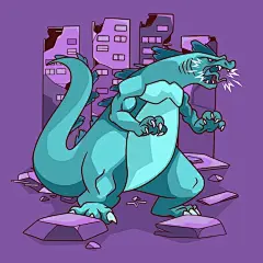 手绘怪物怪兽插画矢量图设计素材