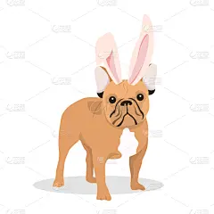 狗,兔耳朵,可爱的,复活节,贺卡,数码图形,动物,春天,兔子,问候