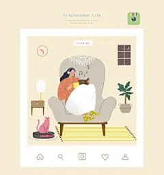 休闲生活扫地机器人现代生活休闲生活插画