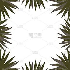 矢量插画的时尚热带棕榈叶模板，框架，海报，卡片，邀请，明信片设计。温暖，炎热的热带感觉。