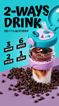 uooha双饮杯夏季新品水杯带盖咖啡杯女高颜值儿童可爱吸管玻璃杯-tmall.com天猫
