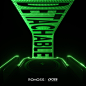 This may contain: the words race are lit up in green and black colors with neon lights on them