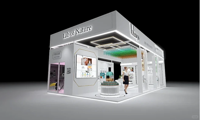 blings设计 | 美妆展台 | 方案展示 展会名称：上海美博会 展会面积：72㎡ 展台风格：现代风格 展台设计：磊翔展览 创新设计 | 三 ...