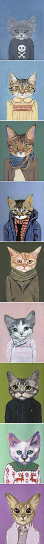 Heather Mattoon Cats in Clothes Paintings