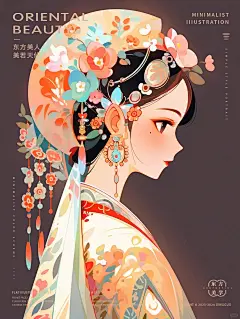 东方美人-美若天仙|极简民族扁平风文创插画