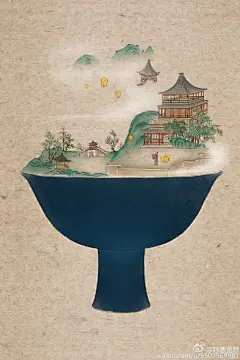 Summer ice dessert that is made of chinese shanshui and chinese porcelain by 呼葱觅蒜