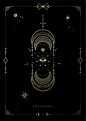 神秘魔法魔术花卉手势月亮太阳金箔透明免抠PNG图案卡片海报素材 (100)
