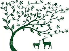 北欧鹿  - 源文件下载【酷图网】北欧鹿,鹿,全景印花,北欧风格印花,中式印花,中式花纹,中式花,中式插画,壁画,现代全景印花
