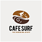 冲浪咖啡豆标志logo矢量图设计素材