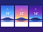 Weather App 3 landscape mountain sunny cloudy interface foggy app illustration ui weather