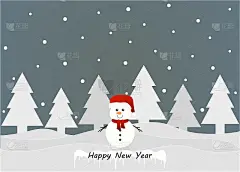 圣诞快乐，恭贺新禧。雪人。矢量图