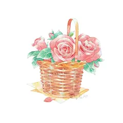 画了一组花与竹篮的插画希望喜欢（约稿私信） ​​​​