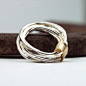 Love this ring! Silver stacking Rings Wrapped in Gold - Mixed Metal - Eco-Friendly Recycled  Metal - four hammered bands