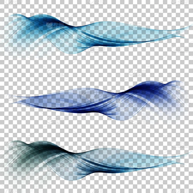 Vector set of blue waves.素材-花瓣网