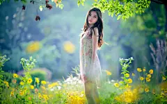 花间精灵美女无水印版高清壁纸_南京宁艺_新浪博客