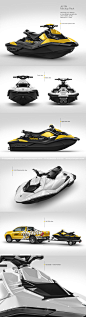 喷气式水上快艇摩托艇车身广告智能贴图改色ps样机素材psd模板图片