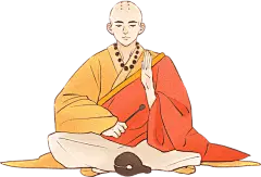 中国水墨风格插画僧人
