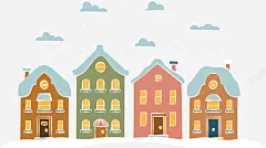 手绘雪里房子插画矢量图 页面网页 平面电商 创意素材