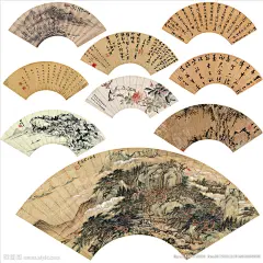 山水字画工艺绢布折扇定制