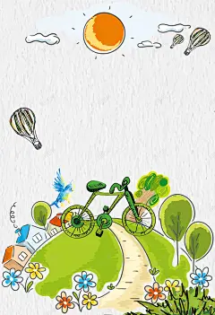 矢量水彩插画绿色出行公益海报背景 背景 设计图片 免费下载 页面网页 平面电商 创意素材