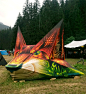 PSY-FOX / Sculpture installation : For Summer Never Ends Festival, Mauro149 painted this psychedelic fox consolle.This crazy critter can be broken down in three easily transportable pieces, and placed at the center of huge soundsystems. Of course, all the