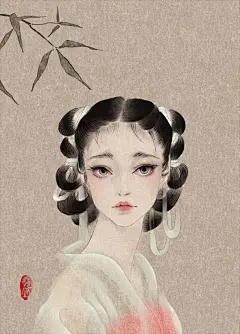 古典美女插画  作者 | 尧立 ​​​​ 