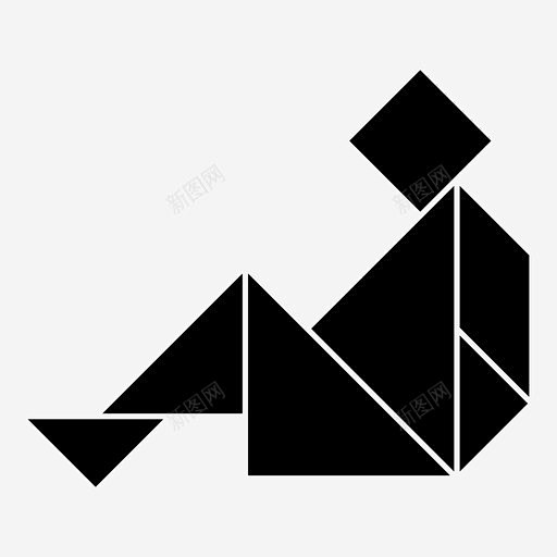 坐着七巧板情景图标 日语 icon 标识...