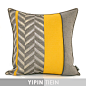 藝品|黄色皮革拼接灰色方枕|现代风格房地产设计师靠垫北欧抱枕-淘宝网