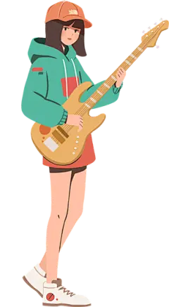 大学生文娱活动插画-弹吉他的女孩