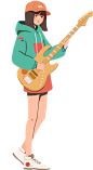 大学生文娱活动插画-弹吉他的女孩