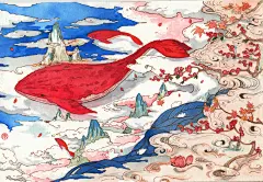 大鱼-南湘濋_水彩,水彩插画,手绘,大鱼海棠_涂鸦王国插画