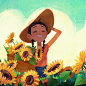 Sunflower Summer : Personal work - A girl who enjoy being in sunflower field during hot summer.