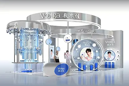 美容美妆展 特装 科技风 酷炫 弧形 开放式 木结构 美博会 美容展 银色科技 展会 展览 建材展-花瓣网