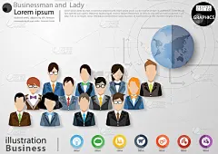 插画业务。设计创意和概念思维。为了成功，计划，思考，搜索，分析，沟通，未来的想法，创新技术现代。矢量