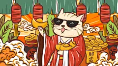 猫咪国潮唯美插画