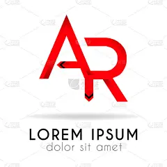 ribbon logo in dark red gradation with AR Letter. 
